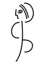Stylized woman in dance. Black and white graphics, minimalistic drawing.