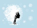 Stylized woman hairstyle with snowflake. Winter
