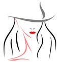 Stylized woman with hat, colors, portrait, isolated. Royalty Free Stock Photo