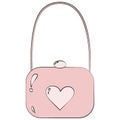 Stylized women handbag with a pattern in the shape of a heart in trendy pink tones. Isolate. Sticker