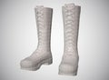 Stylized women`s boots on a white background 3d rendering