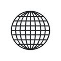 Stylized World Globe Icon with Rounded Grid Lines, Navigation Symbol, Simple Line Art Black Shape on White Royalty Free Stock Photo