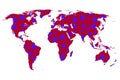 Stylized World map with Coronavirus over entire world
