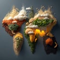 Stylized World Map Created from Food Elements and Ingredients 08 Royalty Free Stock Photo