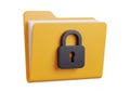 vSecure Folder Icon â Yellow File with Gray Padlock on White Background Royalty Free Stock Photo