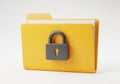 vSecure Folder Icon â Yellow File with Gray Padlock on White Background Royalty Free Stock Photo