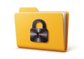 vSecure Folder Icon â Yellow File with Gray Padlock on White Background Royalty Free Stock Photo