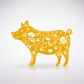 Stylized Yellow Pig