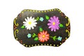 Stylized Zhostovo tray made of cardboard and plasticine. Children`s craft