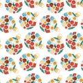 Styllish seamless pattern from Christmas ball. Winter vector decor. Colourful flat design can be used as background, packaging