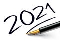 The year 2021 written in fountain pen as a signature