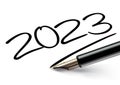 The year 2023 written in fountain pen as a signature.