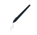 Stylus pen drawing. Black digital pencil tip creating line art. Designing, sketching with electronic stick. Professional
