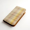 Stylus Wallet: Open Plaid Pattern In Light Gray And Light Amber Royalty Free Stock Photo