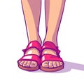 Illustration of young girl wearing summer sandals Royalty Free Stock Photo