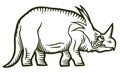 Styracosaurus dinosaur - hand drawn vector illustration - Out line