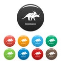 Styracosaurus icons set color vector