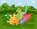 Styracosaurus, spinosaurus, tyrannosaur, stegosaurus and parasaurolophus