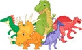 Styracosaurus, spinosaurus, tyrannosaur, stegosaurus and parasaurolophus