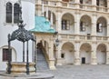 The Styrian Armoury Landeszeughaus courtyard in the city center of of Graz, Austria, the world`s largest historic armoury