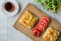 Su Boregi / Turkish Patty with tea. Royalty Free Stock Photo