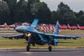 Ukrainian Air Force Su-27 Flanker slows on the runway