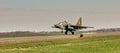 Su25 frogfoot attack aircraft close up in the sky with clouds