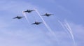 Su25 frogfoot attack aircraft close up in the sky with clouds