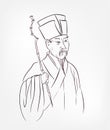 Su Shi Zizhan Dongpo vector sketch portrait isolated