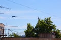 SU30-sm of the Russian air force flies over houses at a low altitude Royalty Free Stock Photo