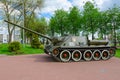 SU-100 Soviet self-propelled artillery unit class Tank Destroyer on Alley of military glory, Vitebsk, Belarus Royalty Free Stock Photo