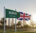 Suadi Arabia flag with United Kingdom flag Royalty Free Stock Photo