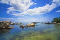 TSuana is a beautiful beach in the village of Pengudang, Bintan Island, which is overgrown with tree heads.