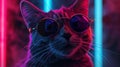 Cat in Neon Wonderland