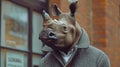Suave rhinoceros saunters Royalty Free Stock Photo