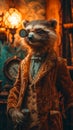 Suave sloth in a velvet smoking jacket, wearing a monocle