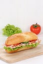 Sub deli sandwich baguette with ham and copyspace copy space Royalty Free Stock Photo