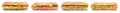 Sub sandwiches with salami ham cheese salmon fish in a row isolated on white Royalty Free Stock Photo