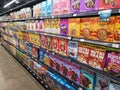 Subang Jaya, Malaysia - 28 March 2021 : Line or row a Healthy Breakfast Products food display for sell in the supermarket