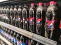 Subang Jaya, Malaysia - 23 October 2020 : Assorted new Pepsi Flavor drink bottles display for sell on the supermarket shelf.