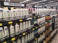 Subang Jaya, Malaysia - 23 October 2020 : Various types of hair shampoo bottles for sell on supermarket aisle