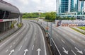 Subang, Malaysia - July 23, 2022: Federal Highway at the Subang Jaya Train Station. Unusual empty Highway. The normal traffic jam