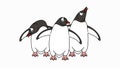 Subantarctic penguin or gentoo penguins graphic animation