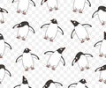Subantarctic penguin or gentoo penguins, seamless vector background and pattern Royalty Free Stock Photo