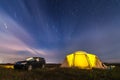 Subaru Forester at beach camping under stars