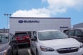 Subaru logo on a New Jersey car dealership. Subaru was the twenty-first largest automaker in 2017