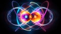 Subatomic proton particle collision. Nuclear fusion concept. Generative AI