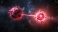Subatomic proton particle collision. Nuclear fusion concept. Generative AI