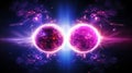 Subatomic proton particle collision. Nuclear fusion concept. Generative AI