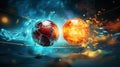 Subatomic proton particle collision. Nuclear fusion concept. Generative AI
